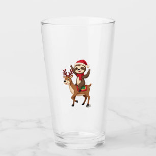 Alpaca Sloth Christmas (4) Glass