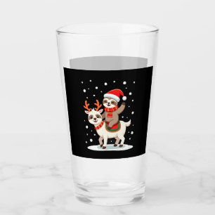Alpaca Sloth Christmas (4) Glass
