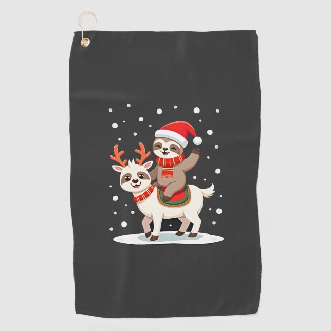 Alpaca Sloth Christmas (4) Golf Towel (Front)