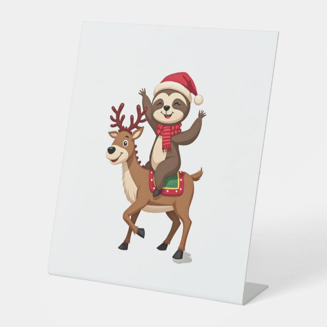 Alpaca Sloth Christmas (4) Pedestal Sign (Front)