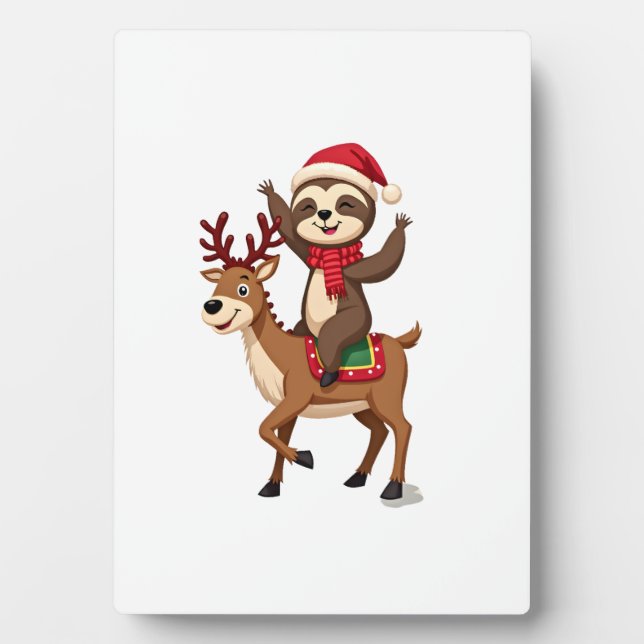 Alpaca Sloth Christmas (4) Plaque (Front)