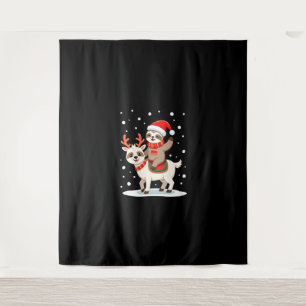 Alpaca Sloth Christmas (4) Tapestry