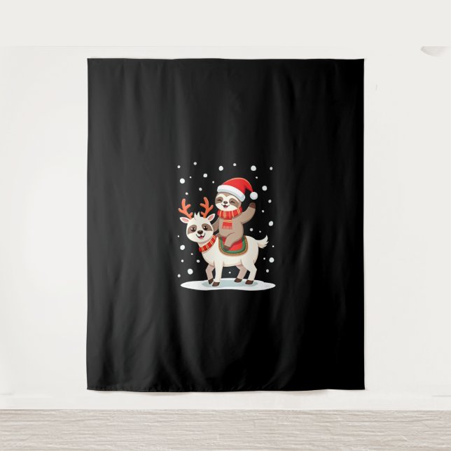 Alpaca Sloth Christmas (4) Tapestry (Front)