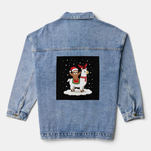 Alpaca Sloth Christmas Denim Jacket
