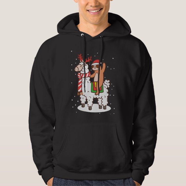 Alpaca Sloth Christmas Mask Hoodie (Front)