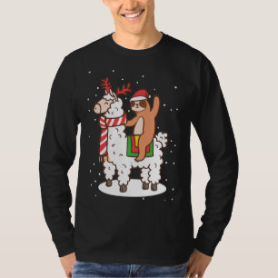 Alpaca Sloth Christmas Mask T-Shirt