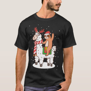 Alpaca Sloth Christmas Mask T-Shirt