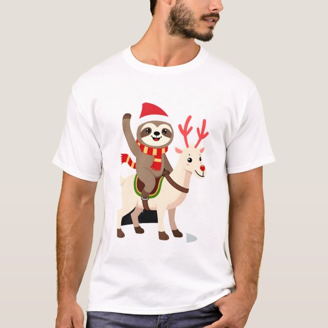 Alpaca Sloth Christmas T-Shirt (Front)