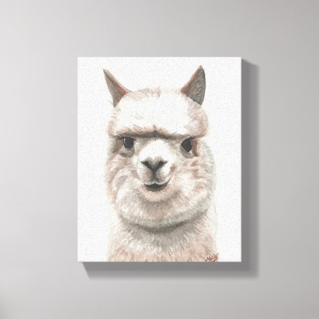 Alpaca Smiles Canvas Print Wall Decor Original Art (Front)