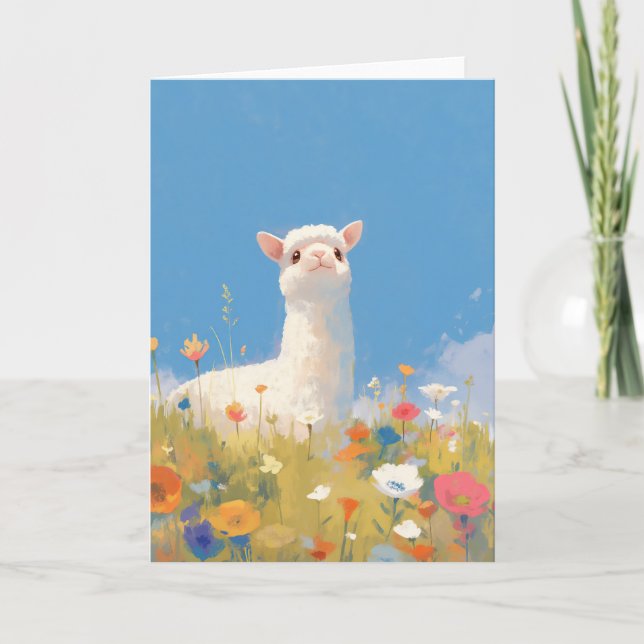 Alpaca Springtime Serendipity Card (Front)
