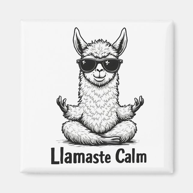Alpaca Stay Calm Llamaste LLama Yoga Funny  Magnet (Front)