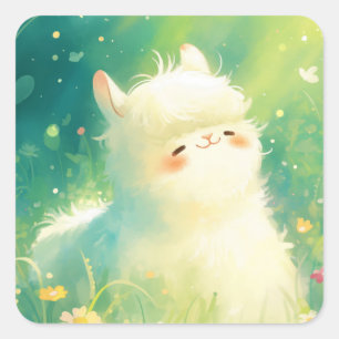 Alpaca Sunshine Escape Square Sticker