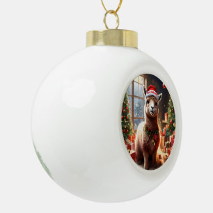 "Alpaca the Presents: A Christmas Tale" Ceramic Ball Christmas Ornament