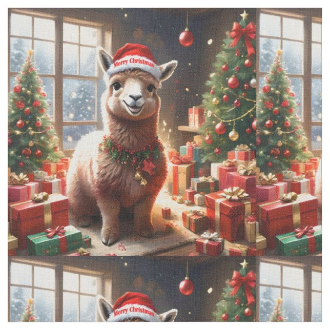 "Alpaca the Presents: A Christmas Tale" Fabric (Close Up)