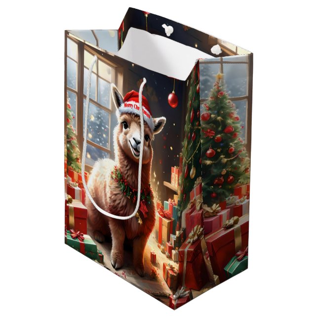 "Alpaca the Presents: A Christmas Tale" Medium Gift Bag (Front Angled)