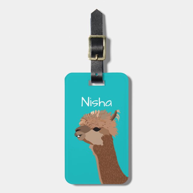 Alpaca Travel Vacation Personalised  Luggage Tag (Front Vertical)