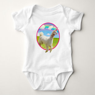 Alpaca Unicorn Under Rainbow Sky Baby Bodysuit