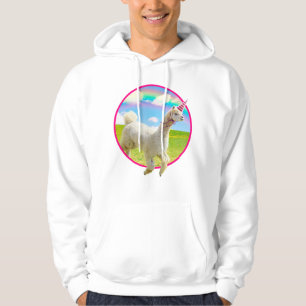 Alpaca Unicorn Under Rainbow Sky Hoodie