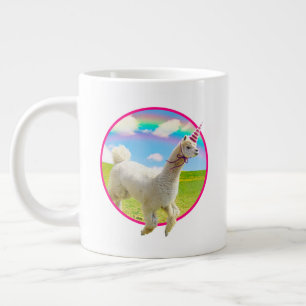 Alpaca Unicorn Under Rainbow Sky Large Coffee Mug