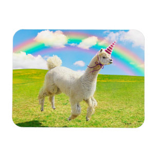 Alpaca Unicorn Under Rainbow Sky Magnet
