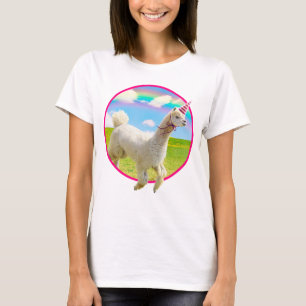Alpaca Unicorn Under Rainbow Sky T-Shirt