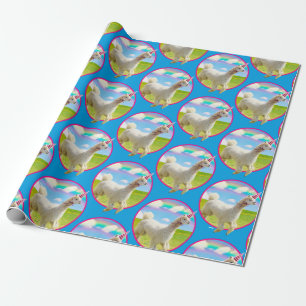Alpaca Unicorn Under Rainbow Sky Wrapping Paper