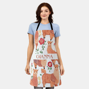 Alpaca Watercolor Colourful Personalised Pattern Apron