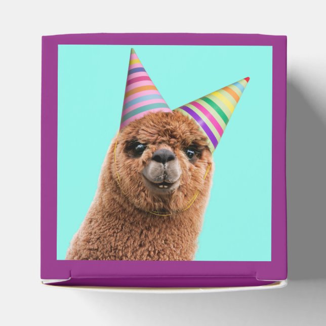 Alpaca Wearing Party Hats Favour Box (Top)