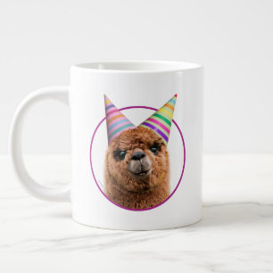 Alpaca Wearing Party Hats Large Coffee Mug