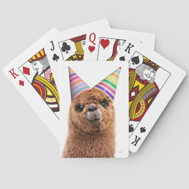Alpaca Wearing Party Hats Playing Cards (Back)