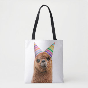 Alpaca Wearing Party Hats Tote Bag