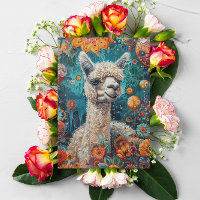 Alpaca Whimsical Birthday Card