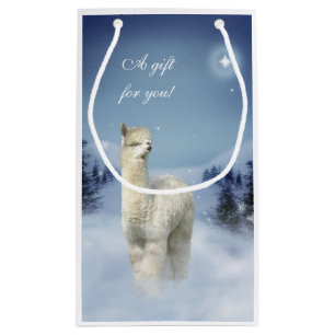 Alpaca Winter Christmas Small Gift Bag