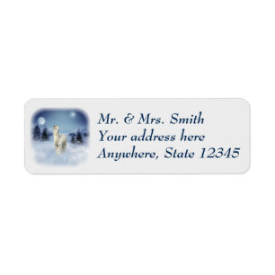 Alpaca Winter Night Christmas Address Labels