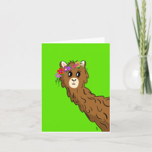 Alpaca with Flower Halo Card