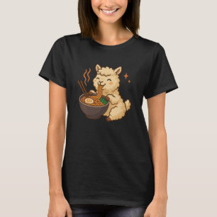 Alpaca with Noodles Ramen Kawaii Alpaca T-Shirt