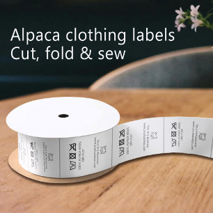 Alpaca wool garment labels Care logo mono Satin Ribbon