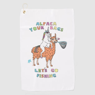 Alpaca Your Bags Let s Go Fishing Unicorn Golf Towel