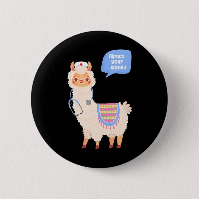 Alpaca Your Wound Cute Llama Wound Care Nurse 6 Cm Round Badge (Front)