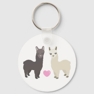 Alpacas and Heart Key Ring