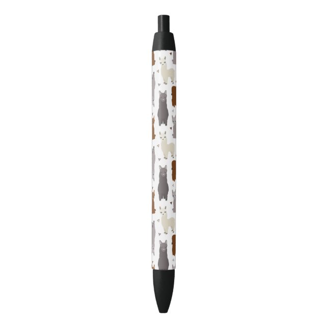 Alpacas Geo Pattern Black Ink Pen (Front Vertical)