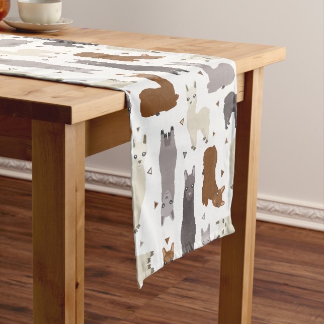 Alpacas Geo Pattern Short Table Runner (In Situ)