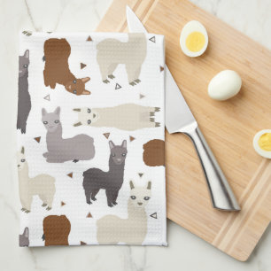 Alpacas Geo Pattern Tea Towel