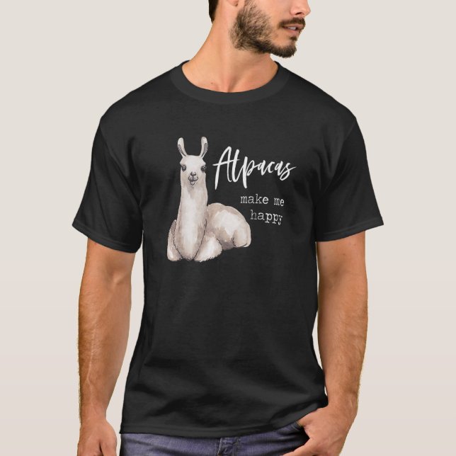 Alpacas Make Me Happy Cute  Llama Love Pun Quote M T-Shirt (Front)