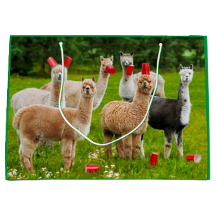 Alpacas With Red Cups Large Gift Bag