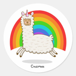 Alpacorn Rainbow Classic Round Sticker