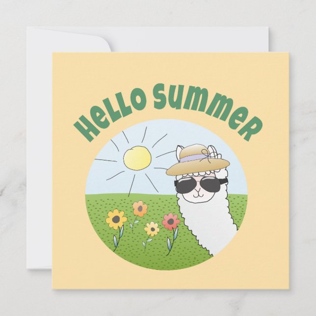 Alpaka party Hello Summer Alpaca partytime Invitation (Front)
