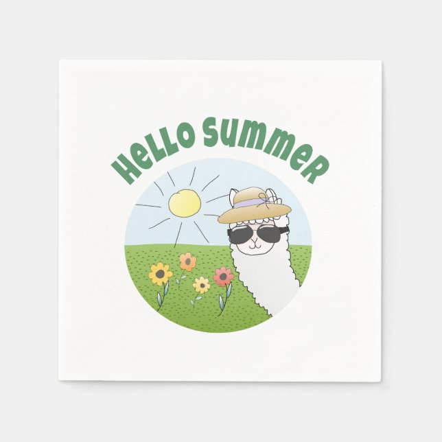 Alpaka party Hello Summer Alpaca partytime Napkin (Front)