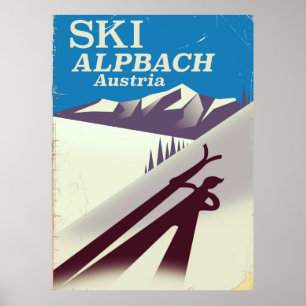 Alpbach Austrian ski travel poster