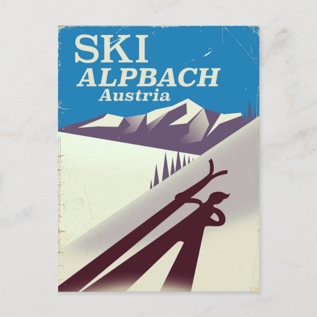 Alpbach Austrian ski travel poster Postcard (Front)